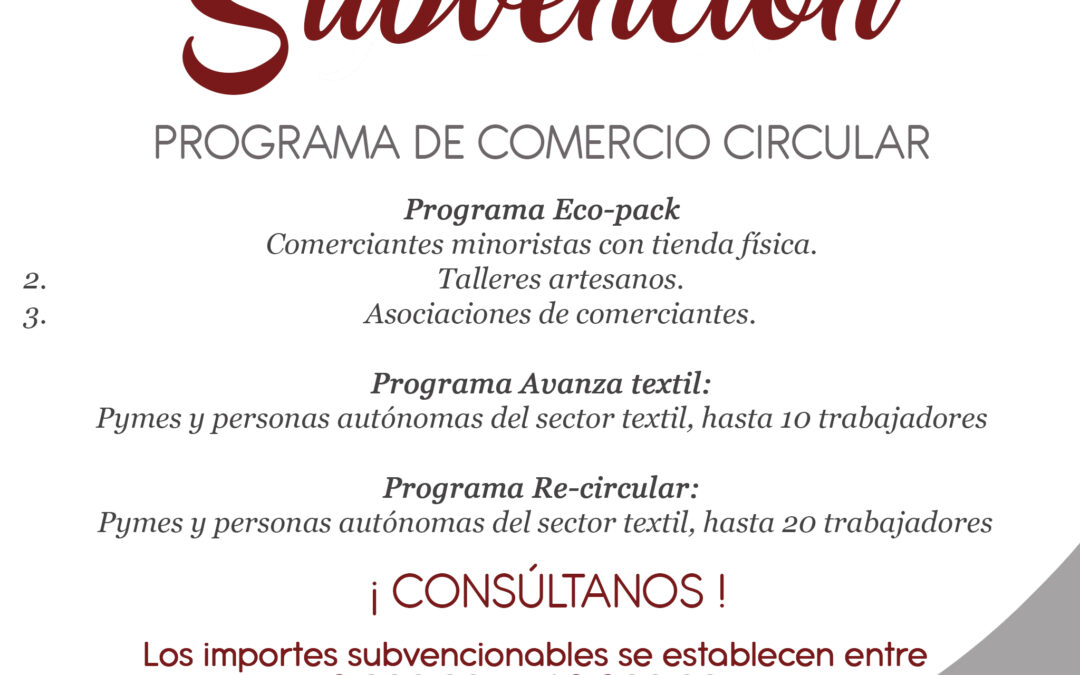 Subvención Programa Comercio Circular