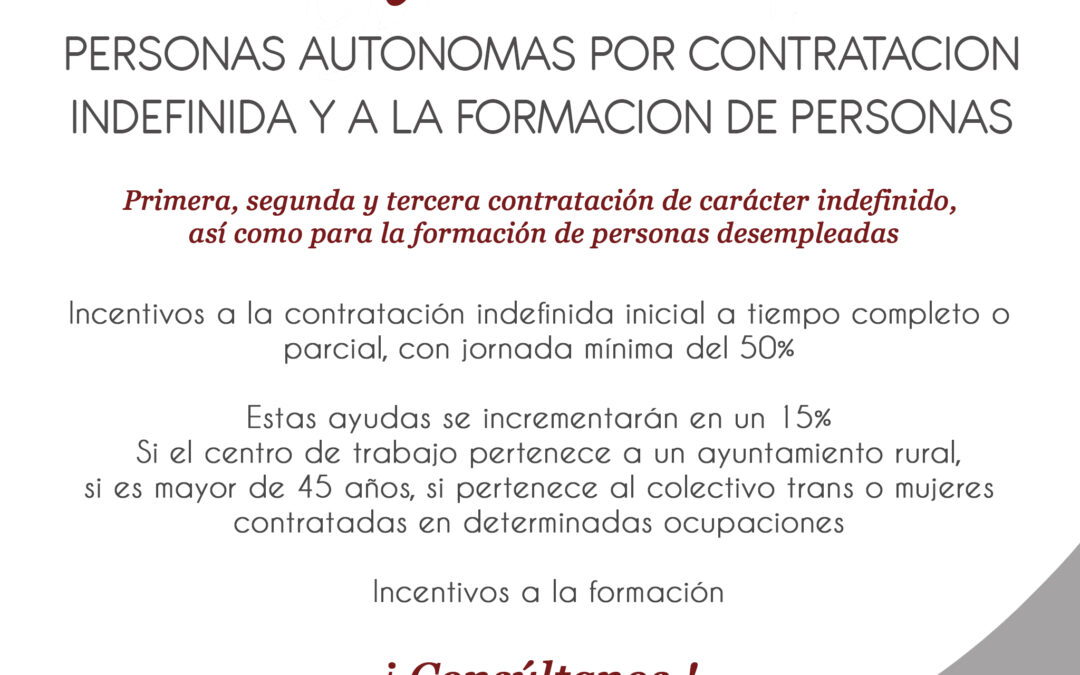 Ayuda a las Personas Autónomas por Contratación Indefinida y a la Formación de Personas Asalariadas