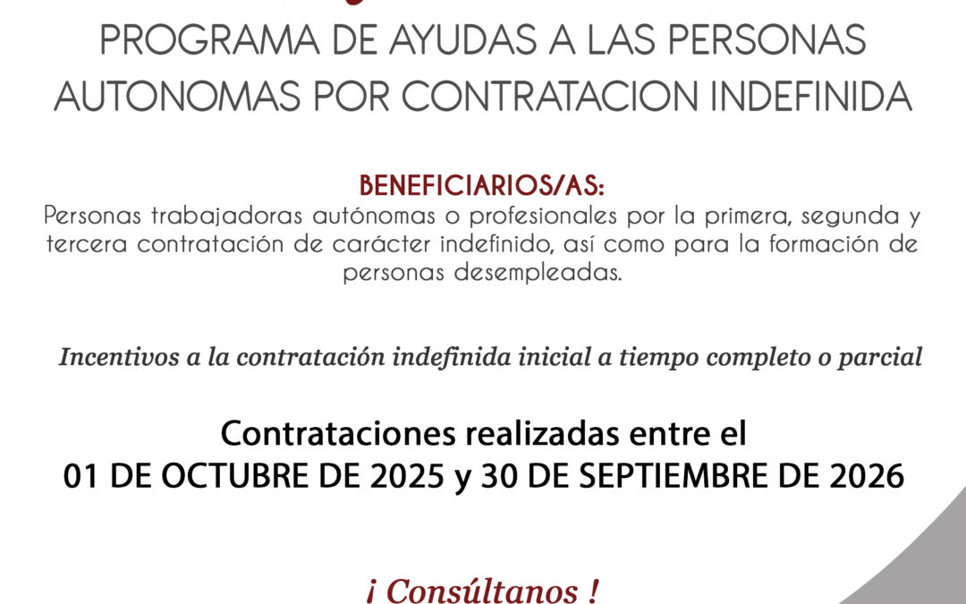 Ayuda «Programa de Ayudas a las Personas Autónomas por Contratación Indefinida»